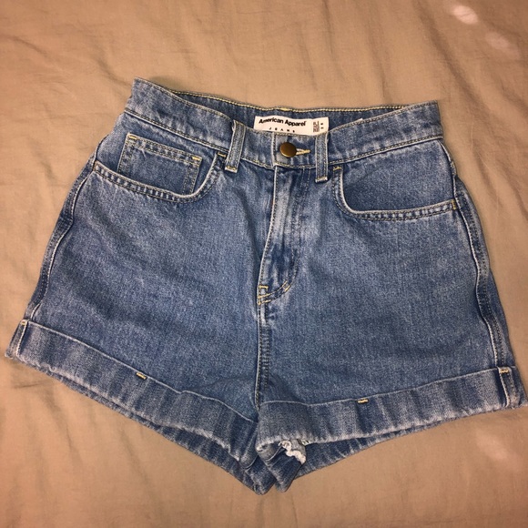 American Apparel Pants - American Apparel Denim High-Waist Cuff Short